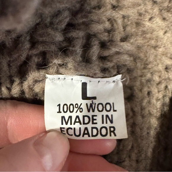 100% Wool Chunky Knit Zip Hoodie Cardigan Jacket – Handmade Ecuador – L - Picture 7 of 7